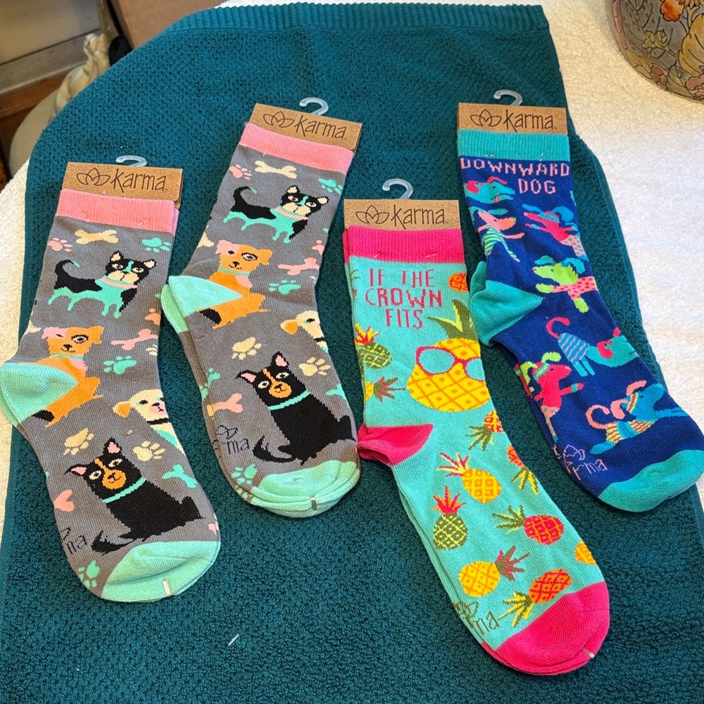 4 Pair Karma Colorful  Sock Collection